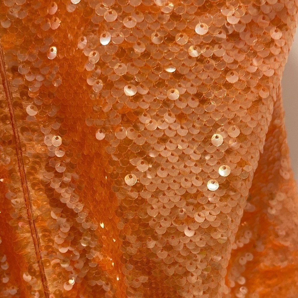 Caroline Constas Orange Sequins Halter Midi Dress.Size S - Picture 11 of 14